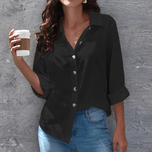 BellanBlue Tops - Black Button down Boyfriend Oversized Shirt